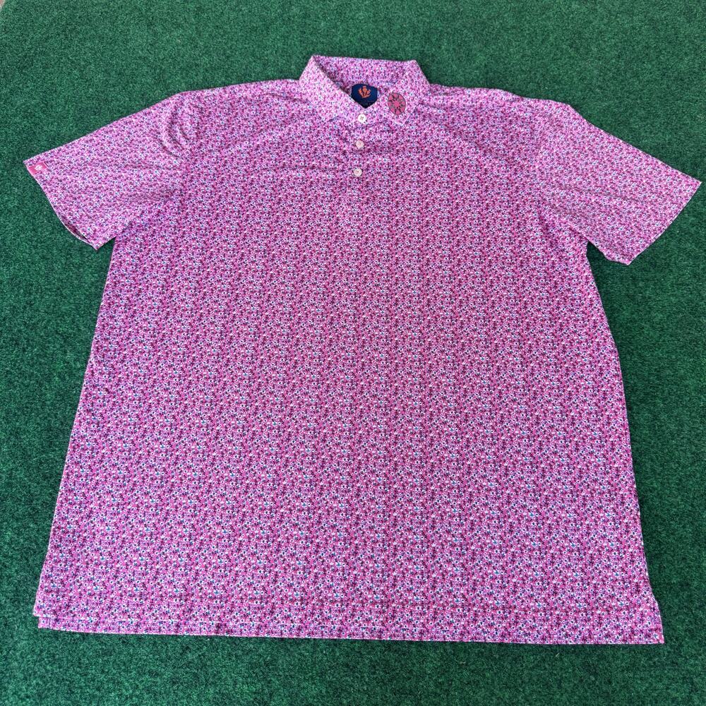 Donald Ross Sport Mens Floral Polo Shirt Pink Golf XL Dad Gift